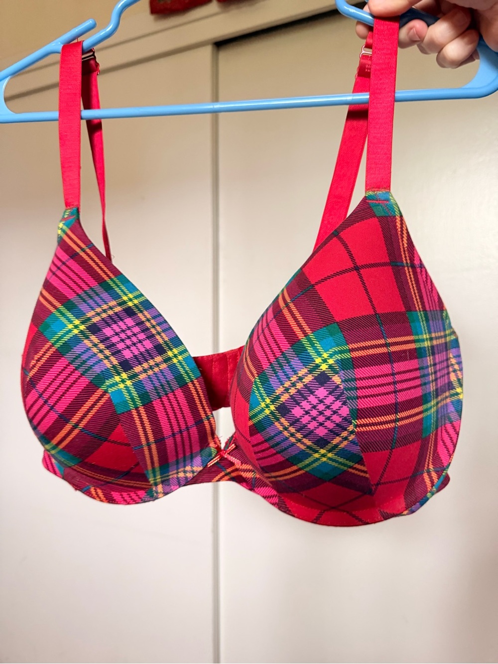 Cacique Red Plaid Tartan Push-Up Bra